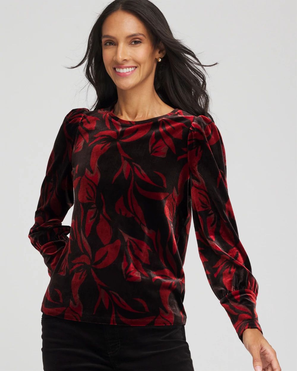 Velvet Rose Banded-Cuff Top | Chico's